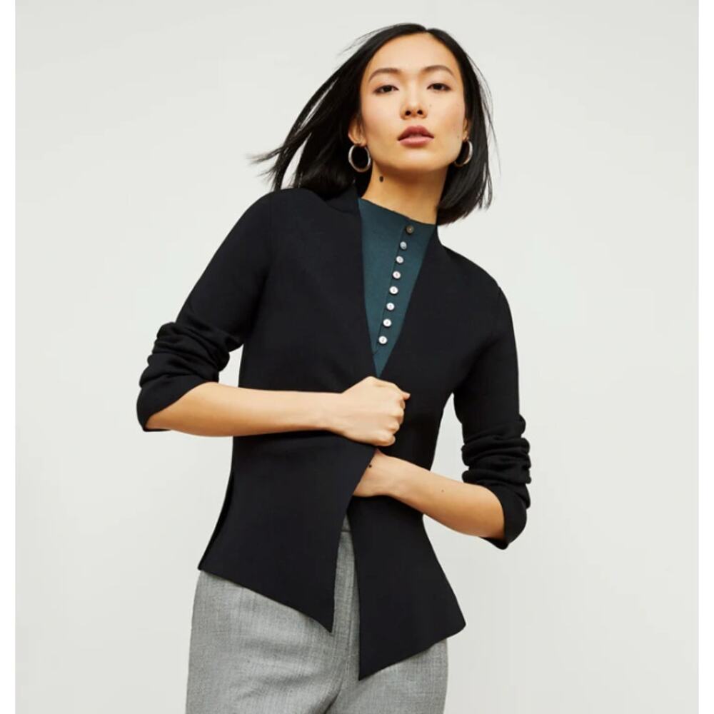 MM Lafleur Black Open-Front Knit Cardigan